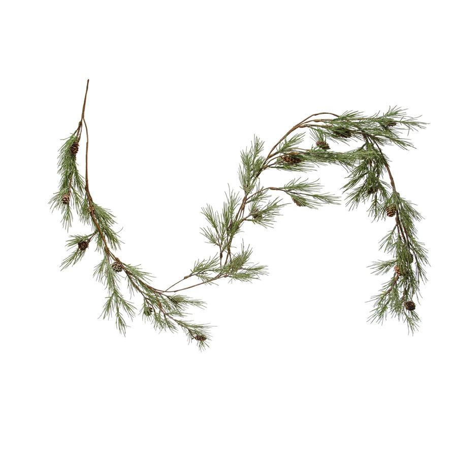 72" FAUX SHORE PINE NEEDLE & NATURAL PINECONE GARLAND