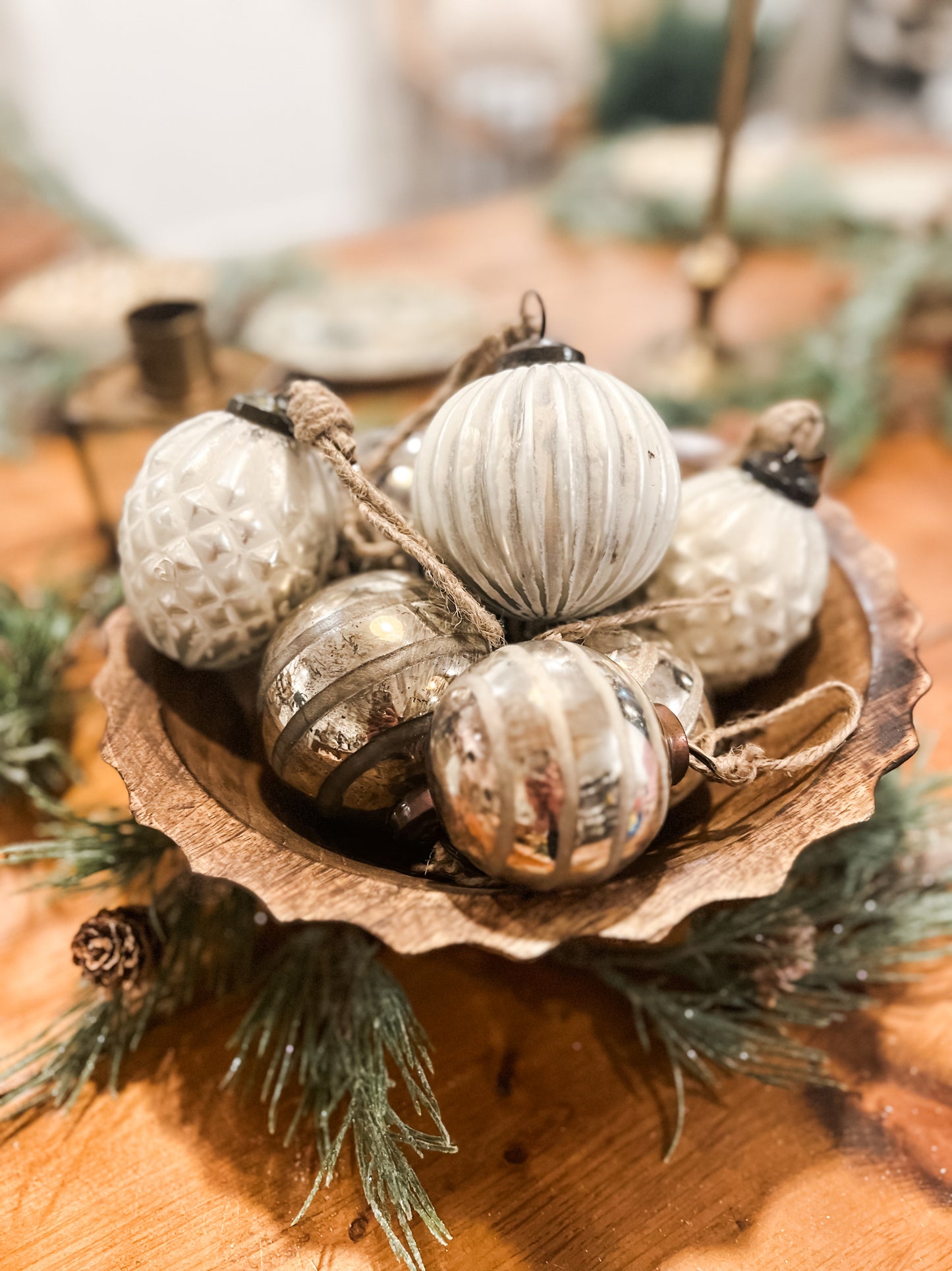 ANTIQUE WHITE ORNAMENTS