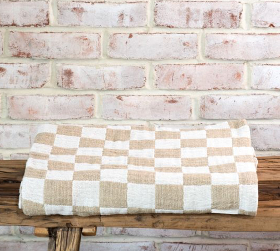 BACK IN STOCK! TAN/CAMEL CHECKERED THROW