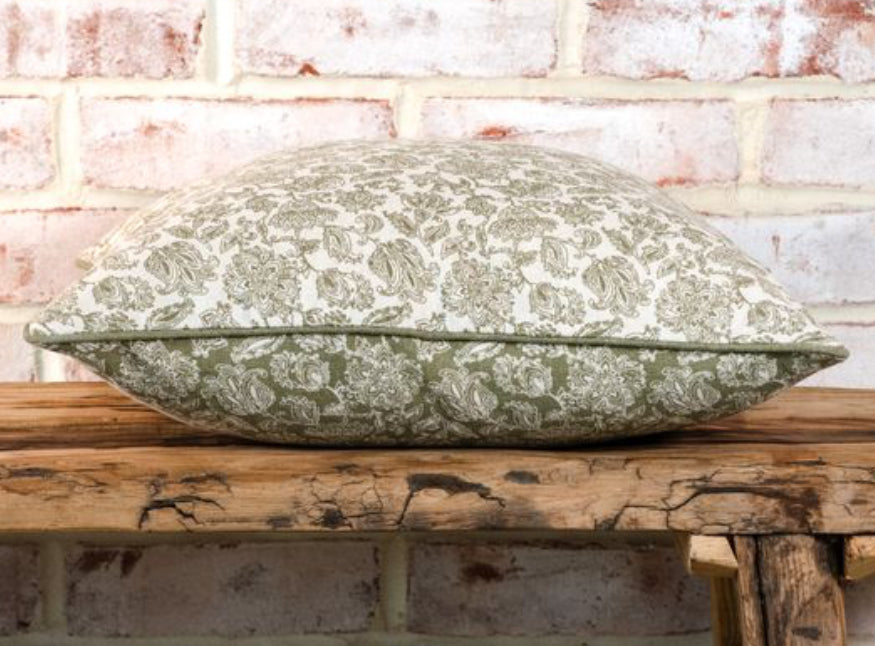 16" REVERSIBLE GREEN FLORAL PILLOW