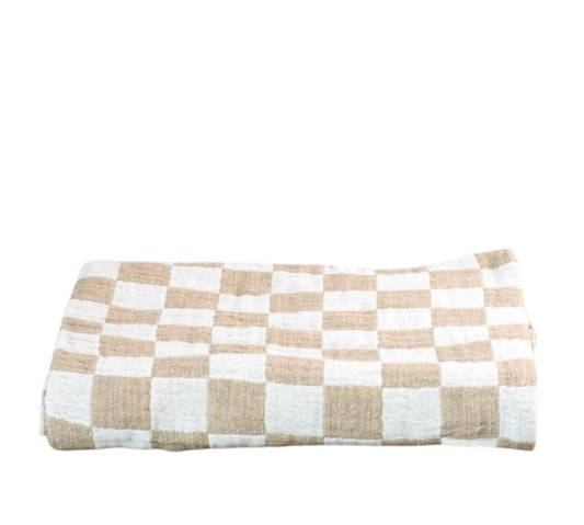 BACK IN STOCK! TAN/CAMEL CHECKERED THROW