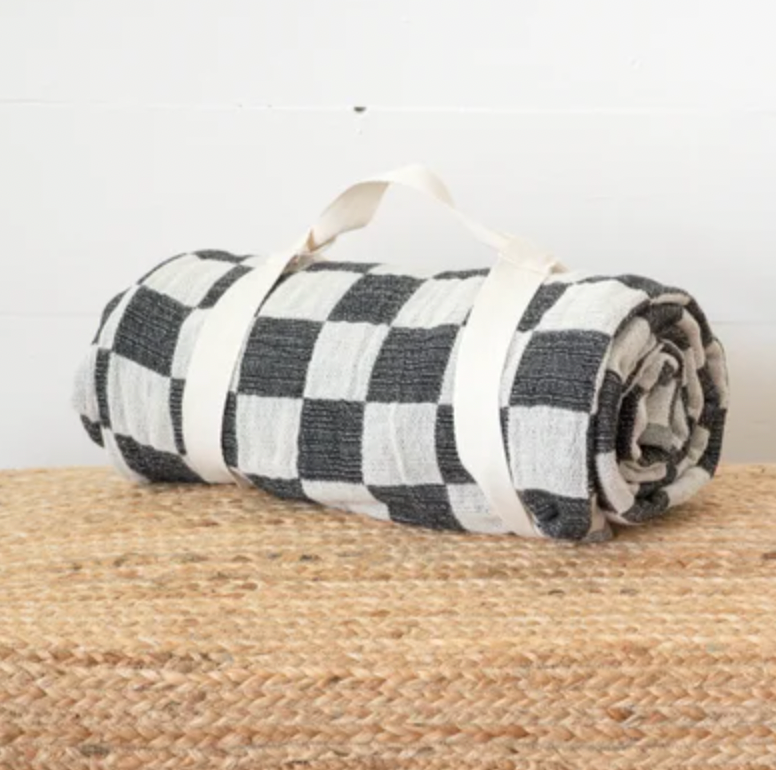 BLACK CHECKERED THROW