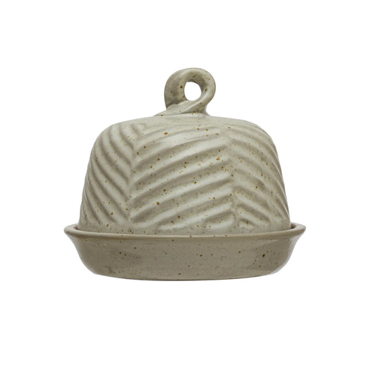 STONEWARE DOMES DISH WITH HANDLE