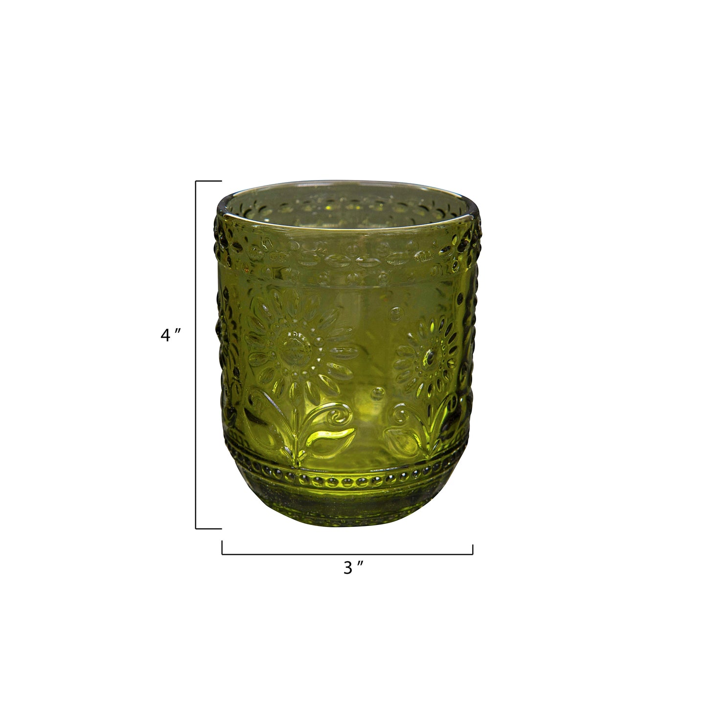 EMBOSSED DRINKING GLASS- GREEN