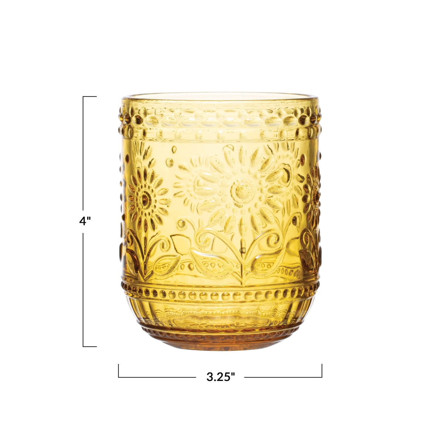 EMBOSSED GLASS, AMBER