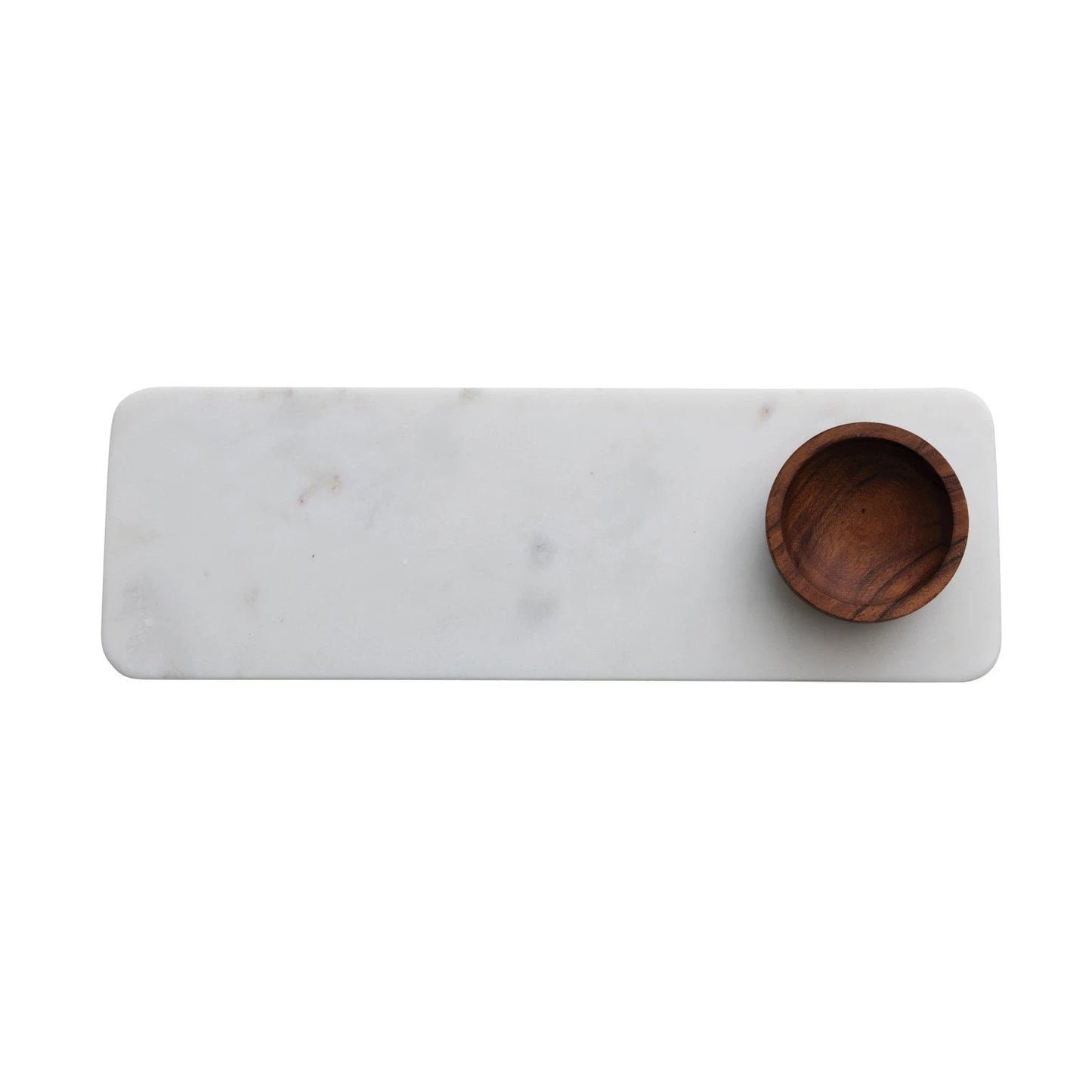 MARBLE SERVING BOARD WITH ACACIA WOOD BOWL