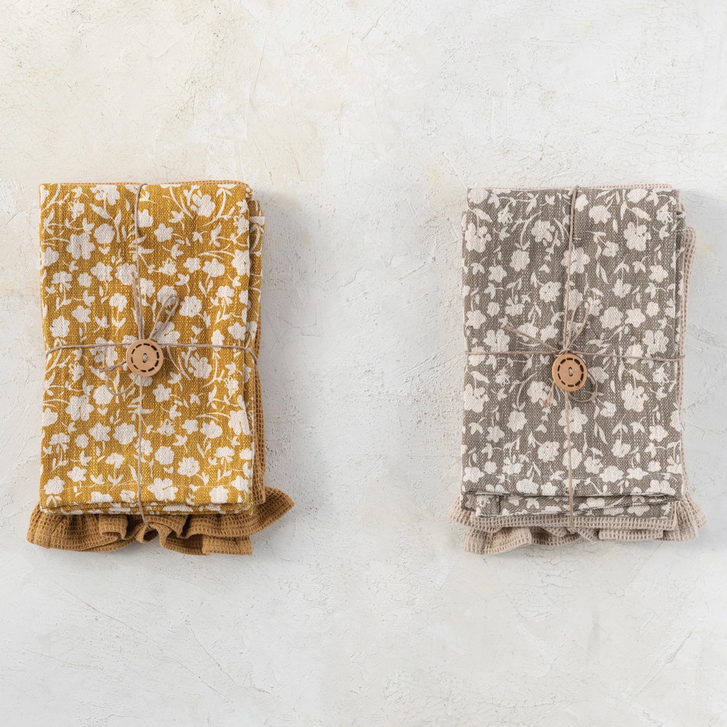 COTTON WAFFLE TEA TOWELS, SET OF 2