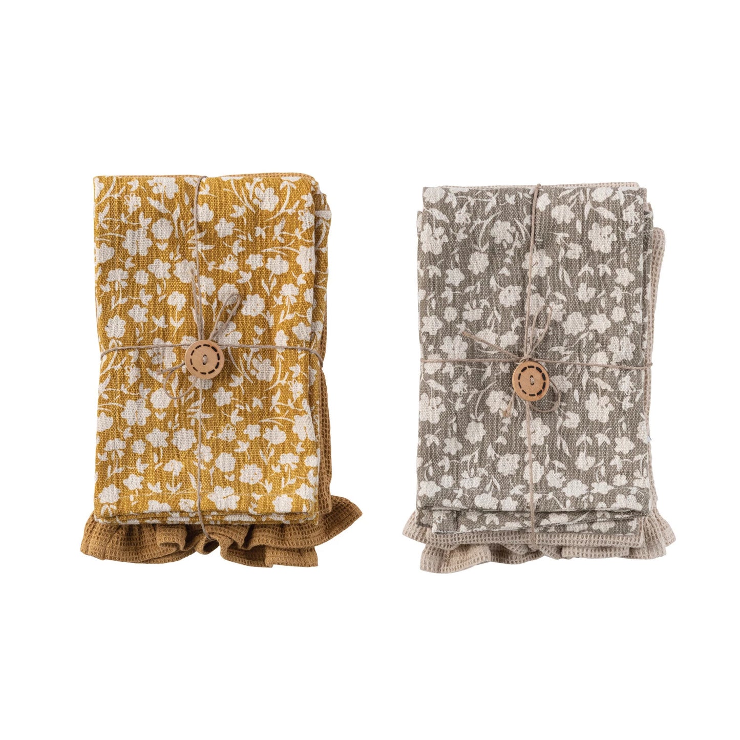 COTTON WAFFLE TEA TOWELS, SET OF 2