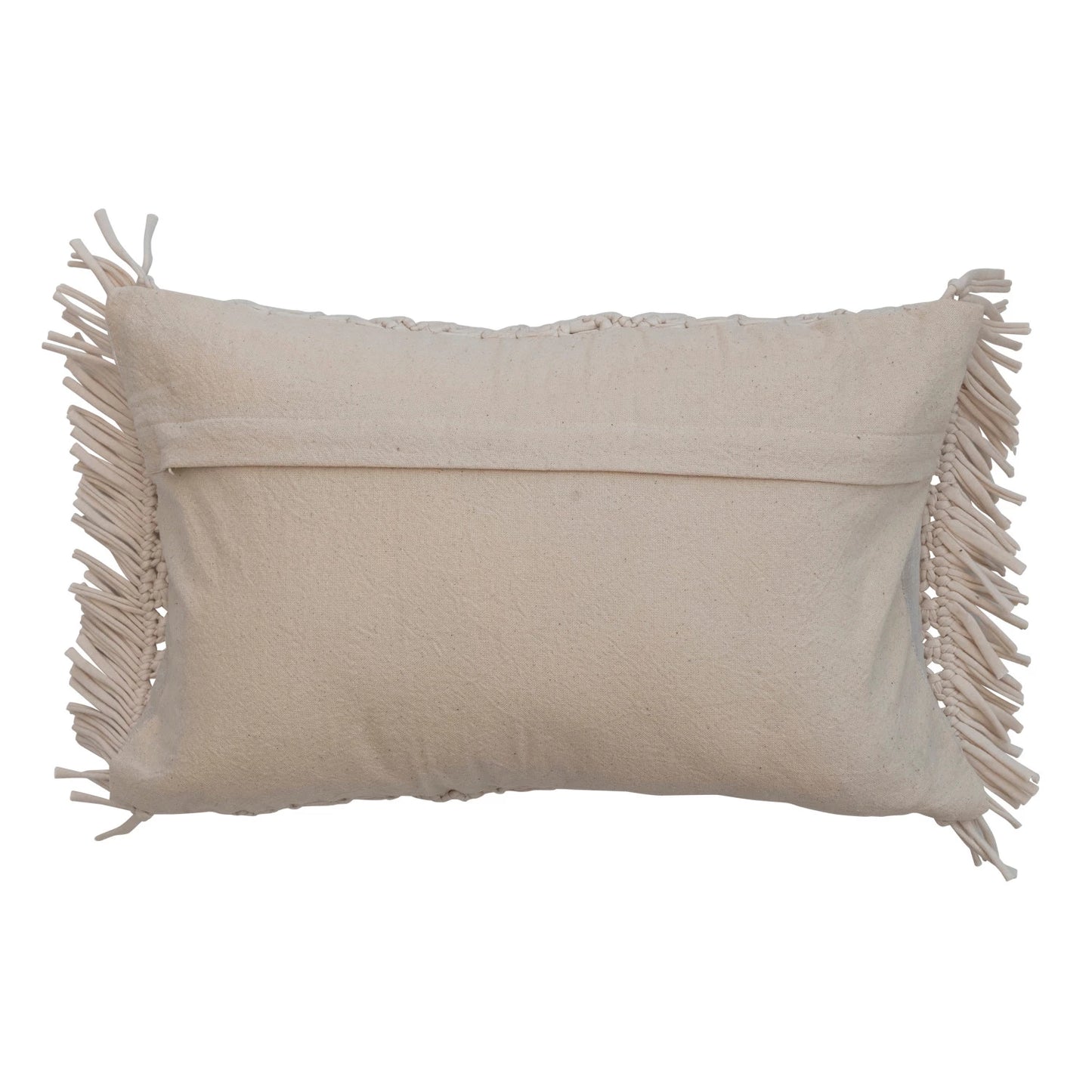 COTTON MACRAME LUMBAR PILLOW WITH FRINGE