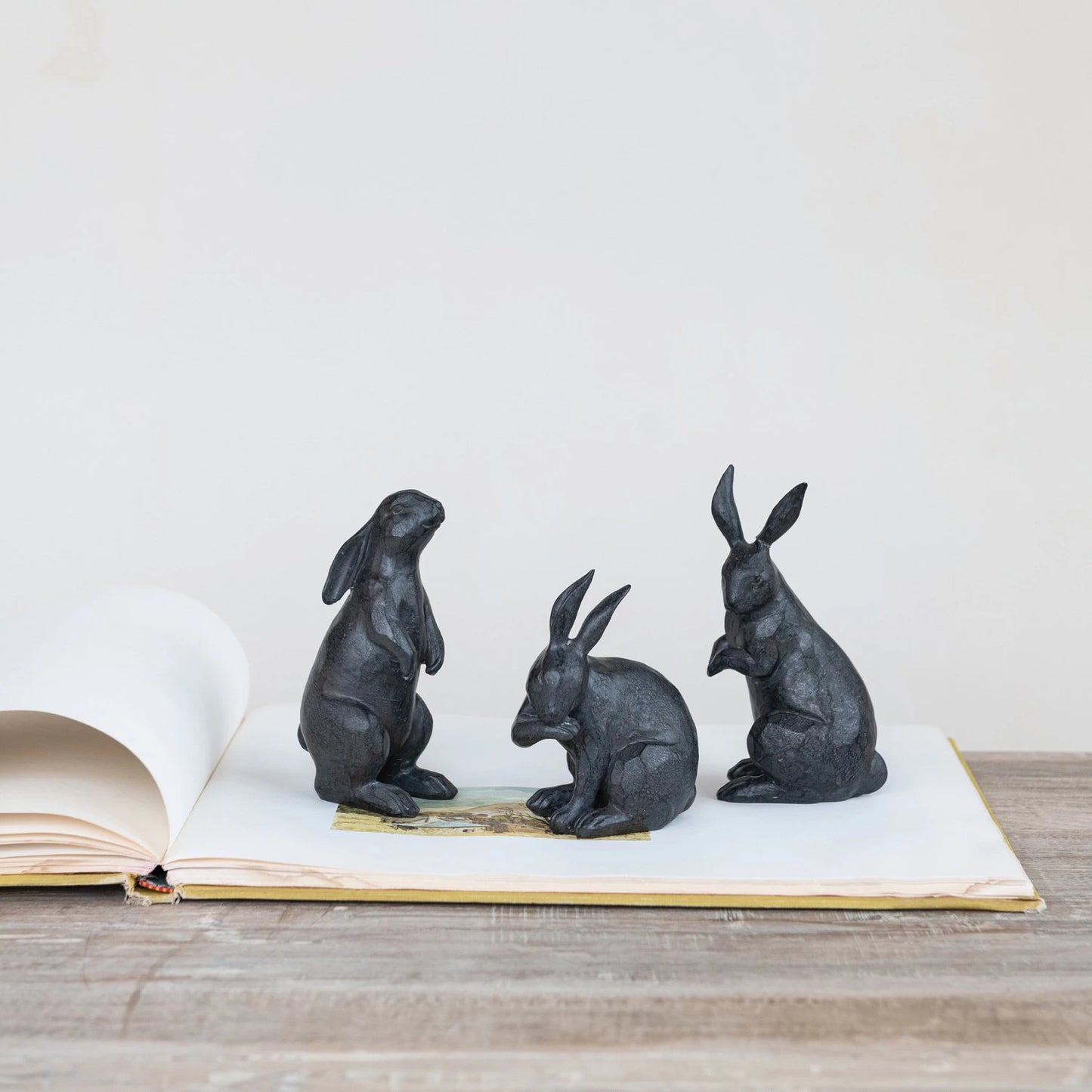 CAST IRON FINISH RABBITS, SET OF 3