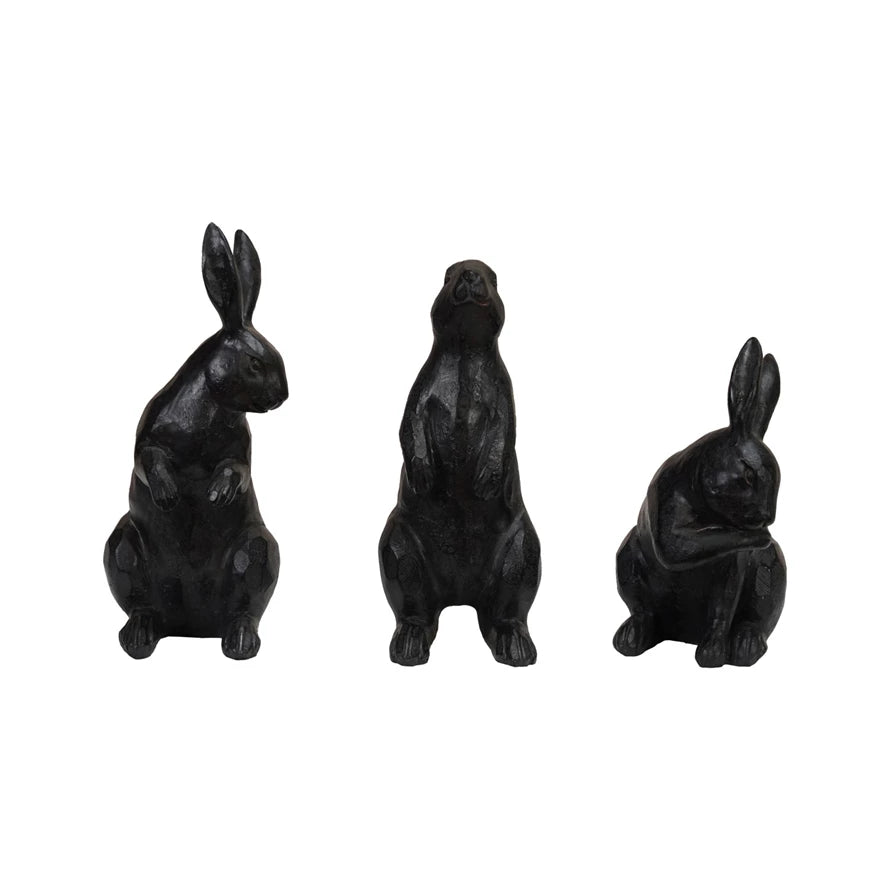 CAST IRON FINISH RABBITS, SET OF 3